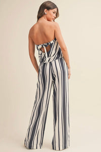 Marine Linen Strapless Top and Pant Set