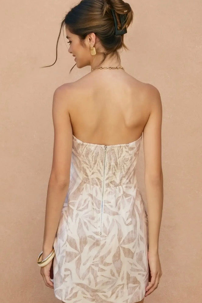 Coastal Whisper Strapless Mini Dress