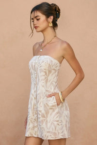 Coastal Whisper Strapless Mini Dress