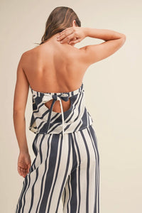 Marine Linen Strapless Top and Pant Set