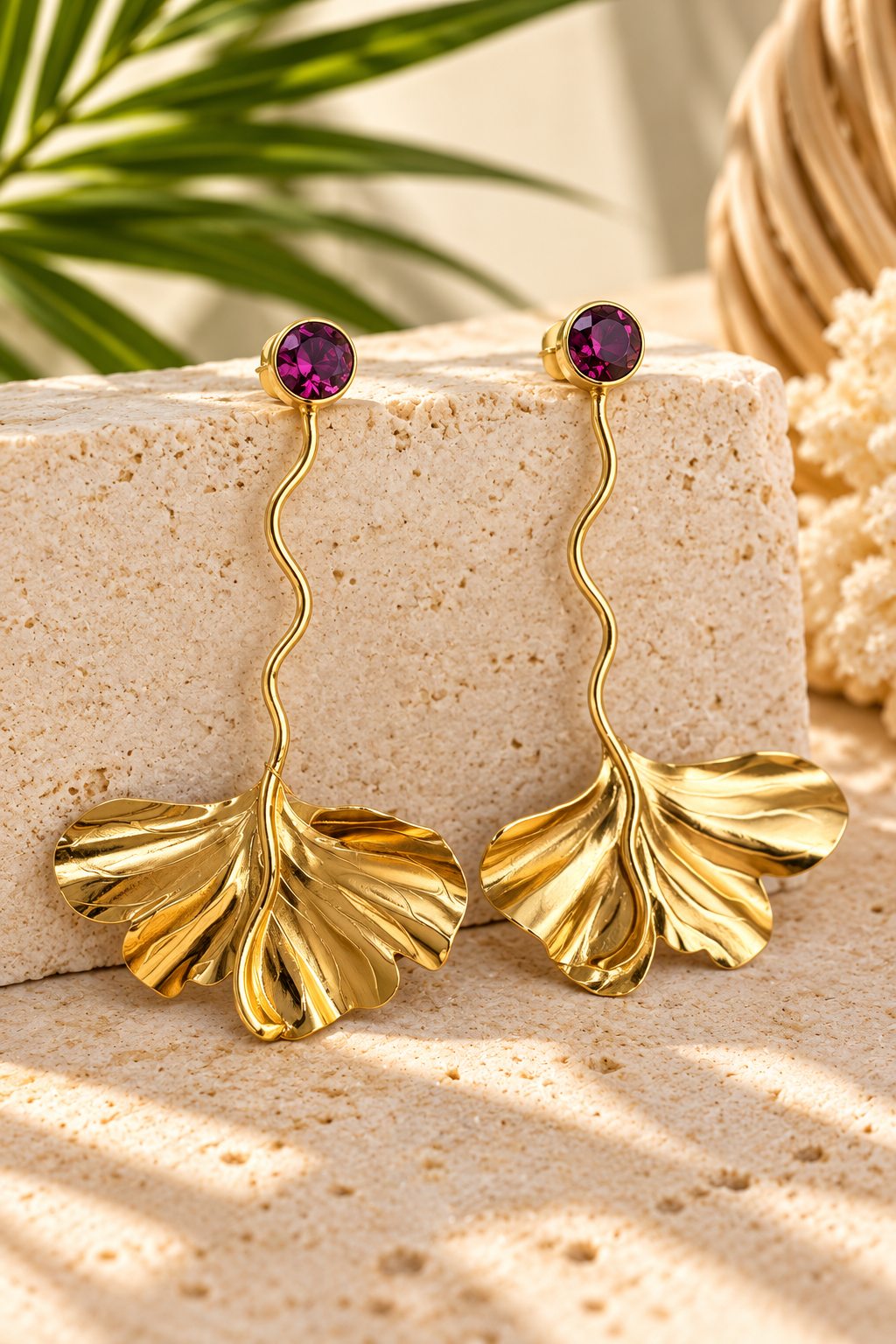Golden Ginkgo Statement Earrings
