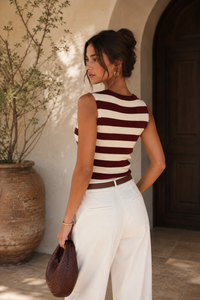 Burgundy Stripe Knit Top