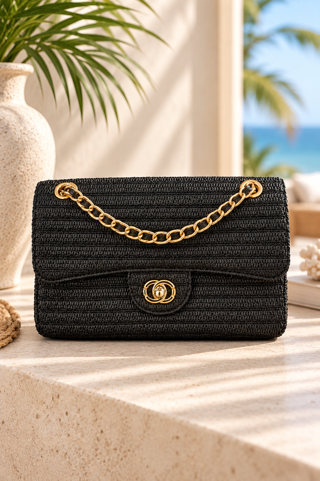 Capri Raffia Shoulder Bag