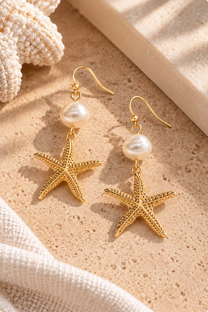 Seaside Pearl Starfish Earrings
