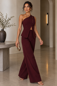Bordeaux One-Shoulder Set