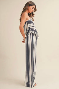 Marine Linen Strapless Top and Pant Set