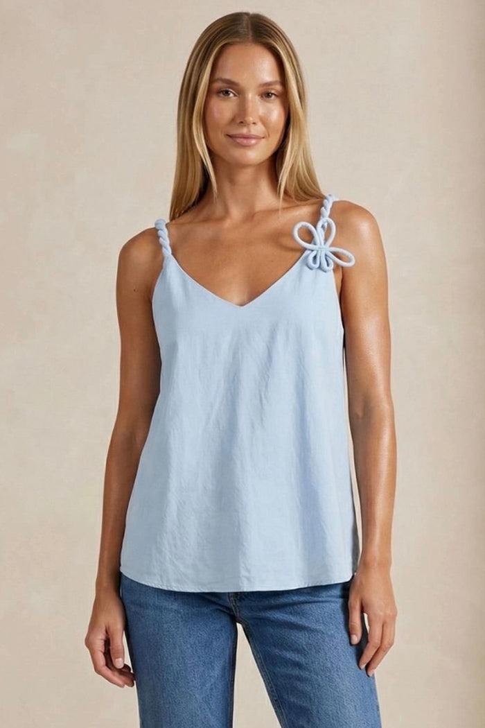 Spring Blue Flower Strappy Top