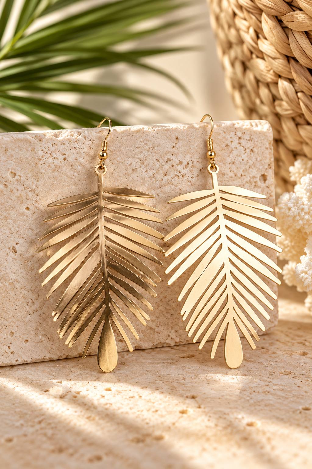 Golden Palm Statement Earrings
