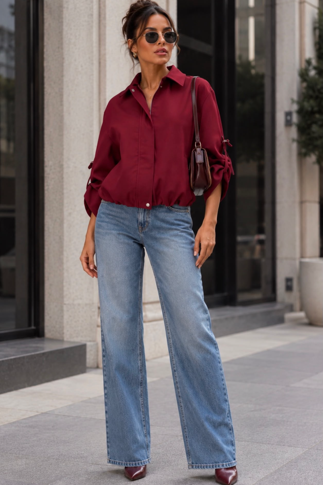 The Burgundy Olivia Utility Jacket