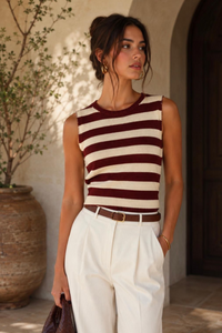 Burgundy Stripe Knit Top
