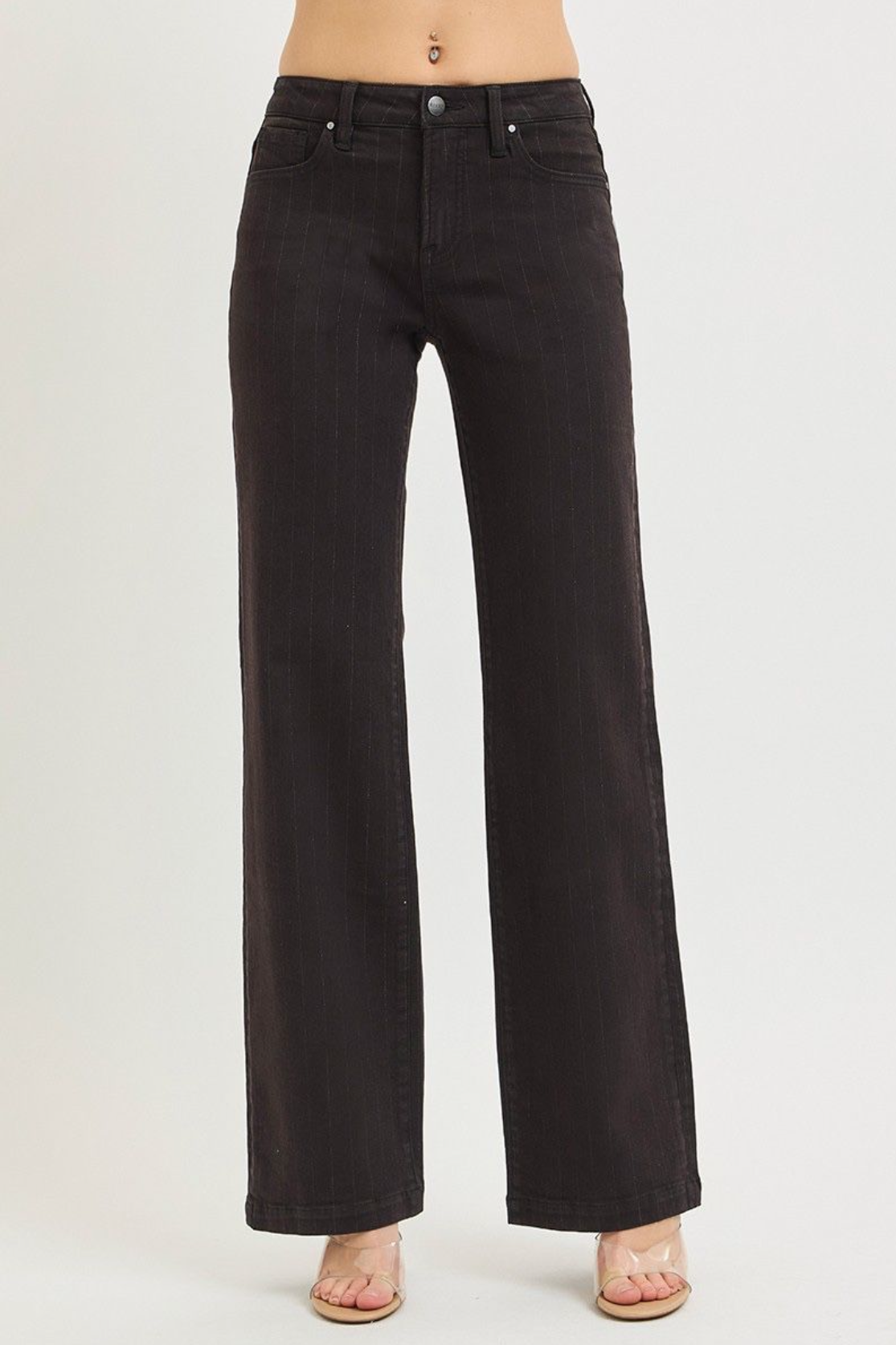 Black Pin Stripe Denim