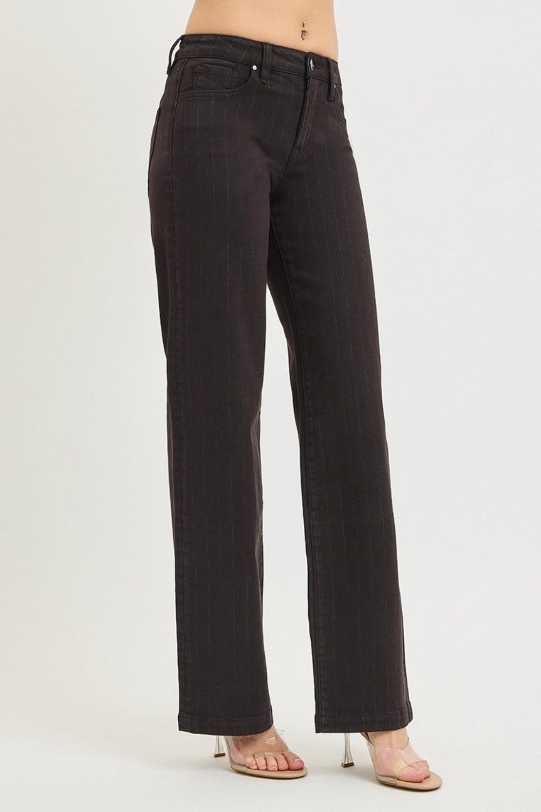 Black Pin Stripe Denim
