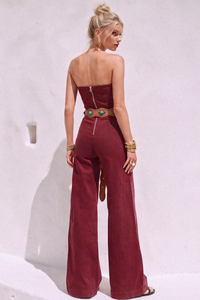 Bordeaux Denim Jumpsuit