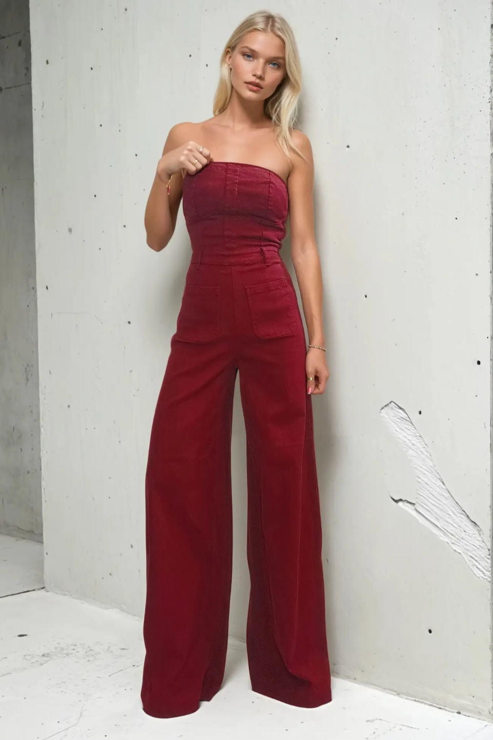 Bordeaux Denim Jumpsuit