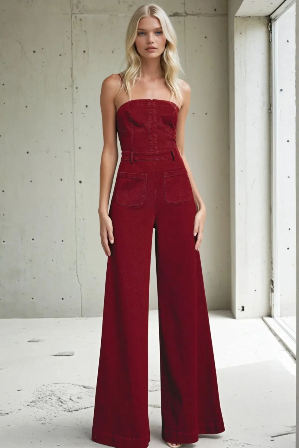 Bordeaux Denim Jumpsuit