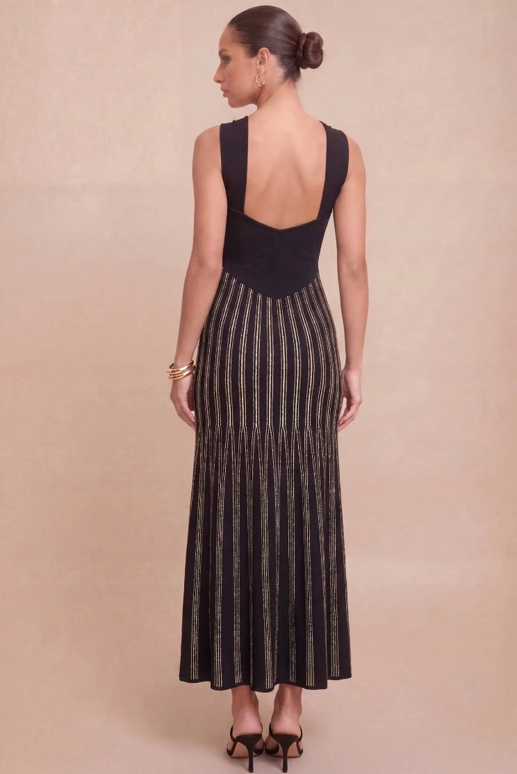 Midnight Glimmer Halter Dress