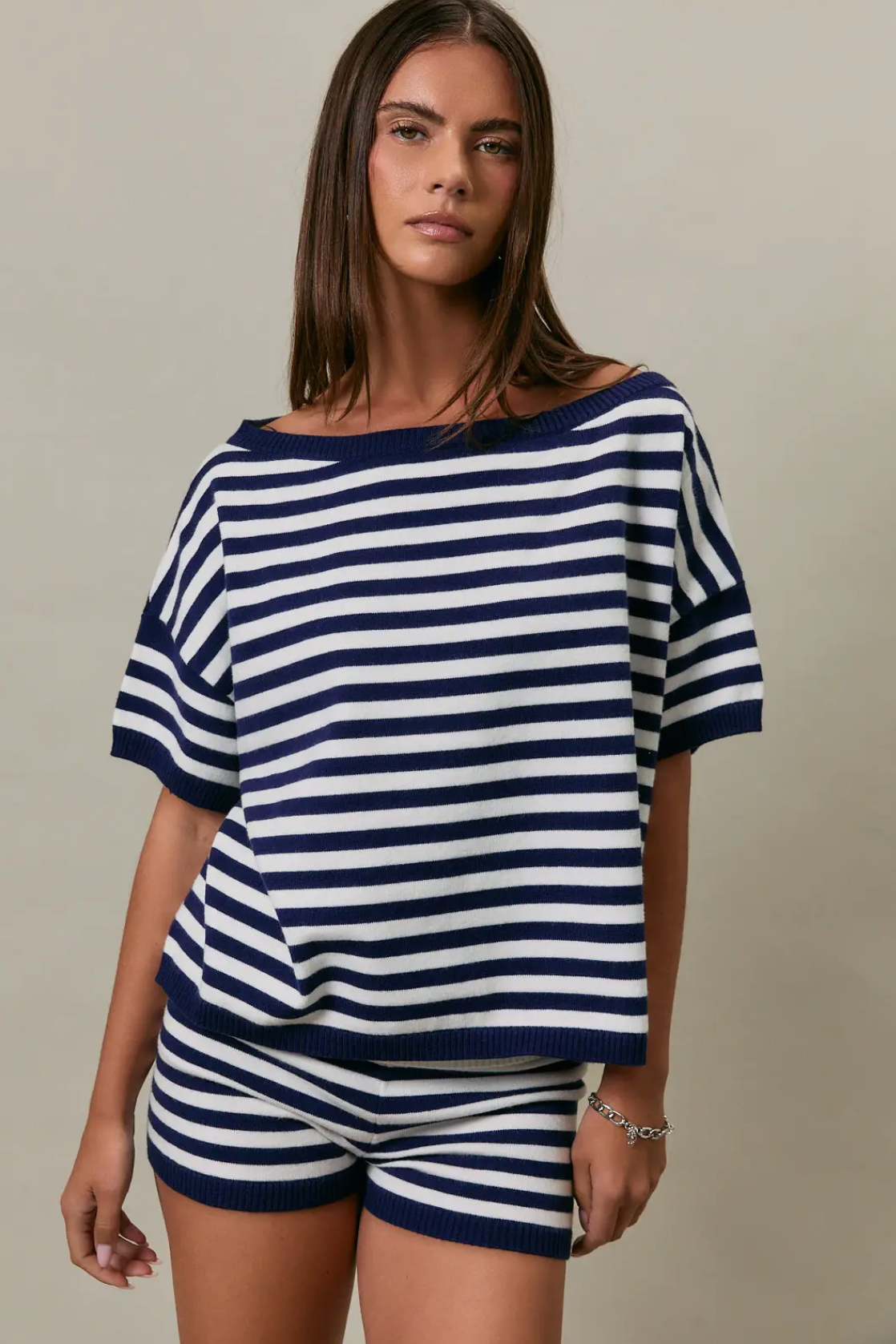Striped Knit Short Set