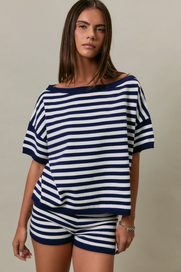 Striped Knit Short Set