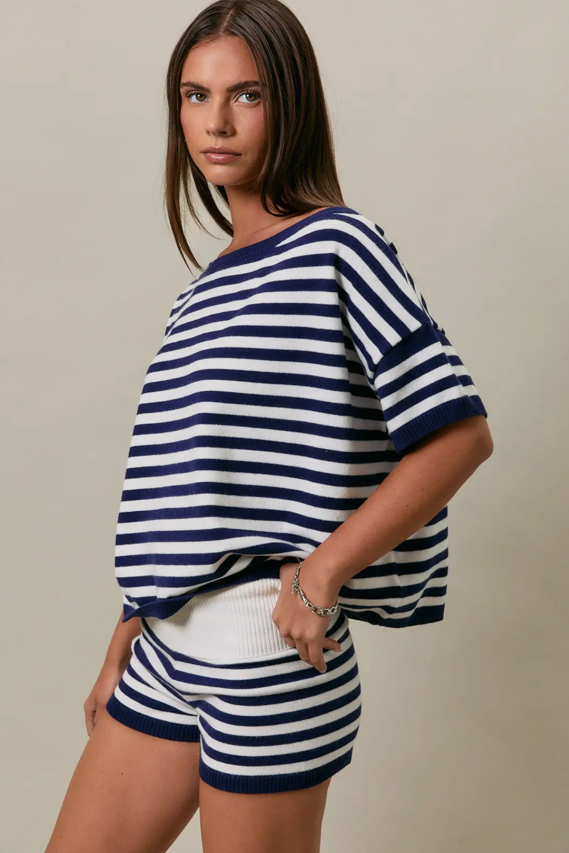 Striped Knit Short Set