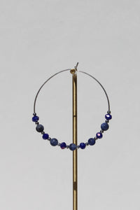 Blue Nights Silver Bead Hoops