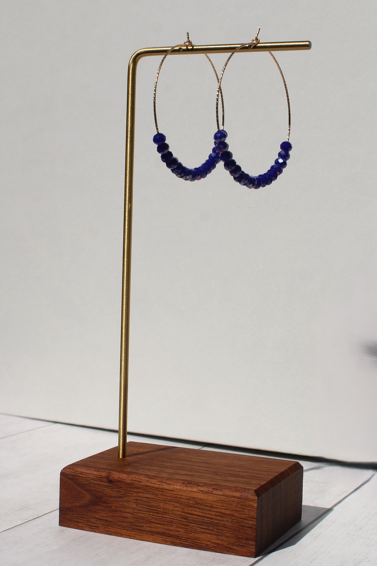 Midnight Blue Sparkle Gold Hoops
