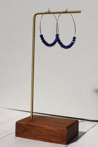 Midnight Blue Sparkle Gold Hoops