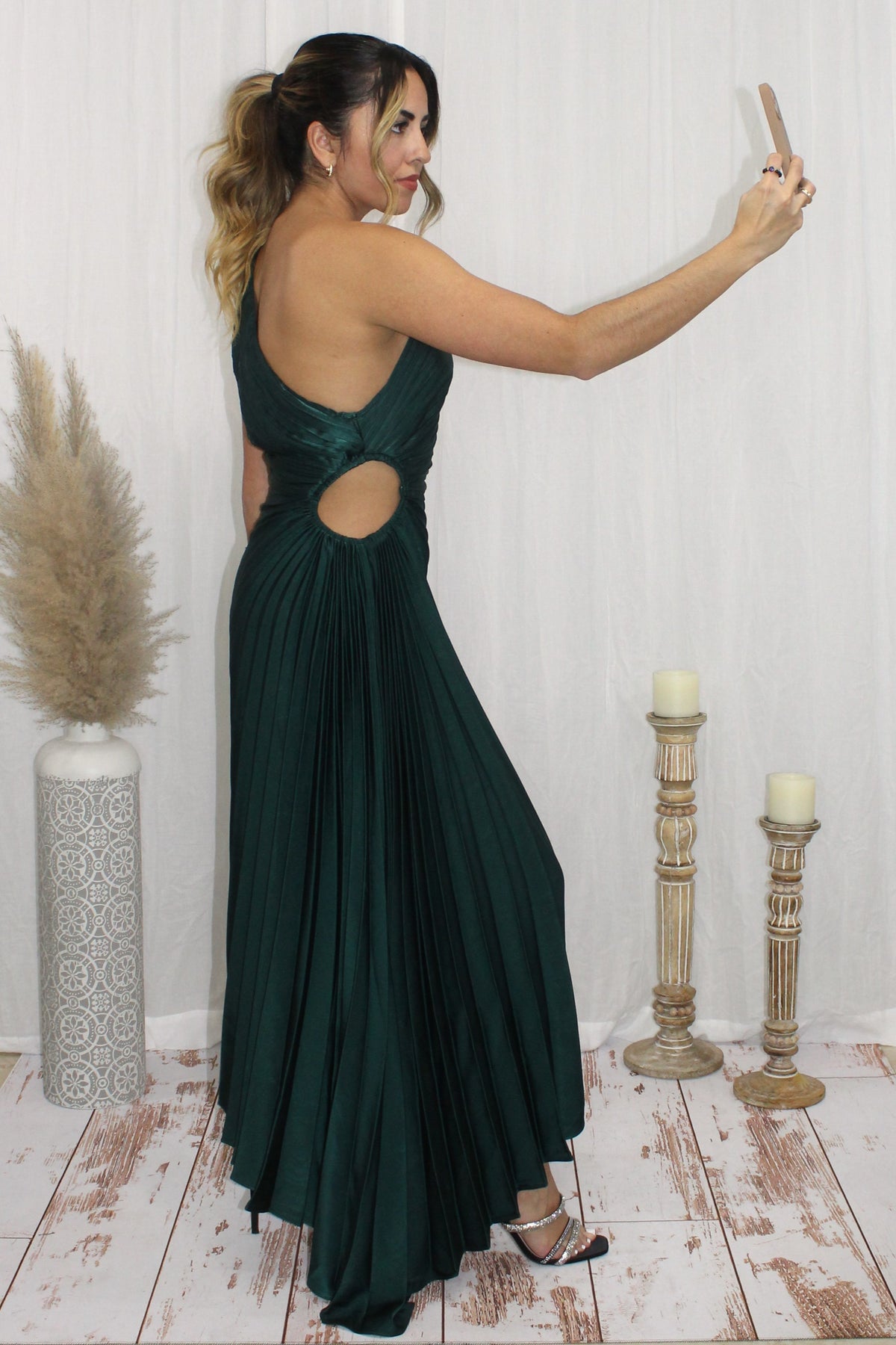 Emerald Rose Velvet Dress