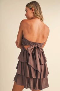 Mocha Tiered Ruffle Romper Dress