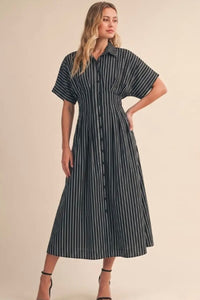The Sofia Pinstripe Midi Dress