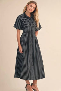 The Sofia Pinstripe Midi Dress