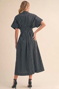 The Sofia Pinstripe Midi Dress