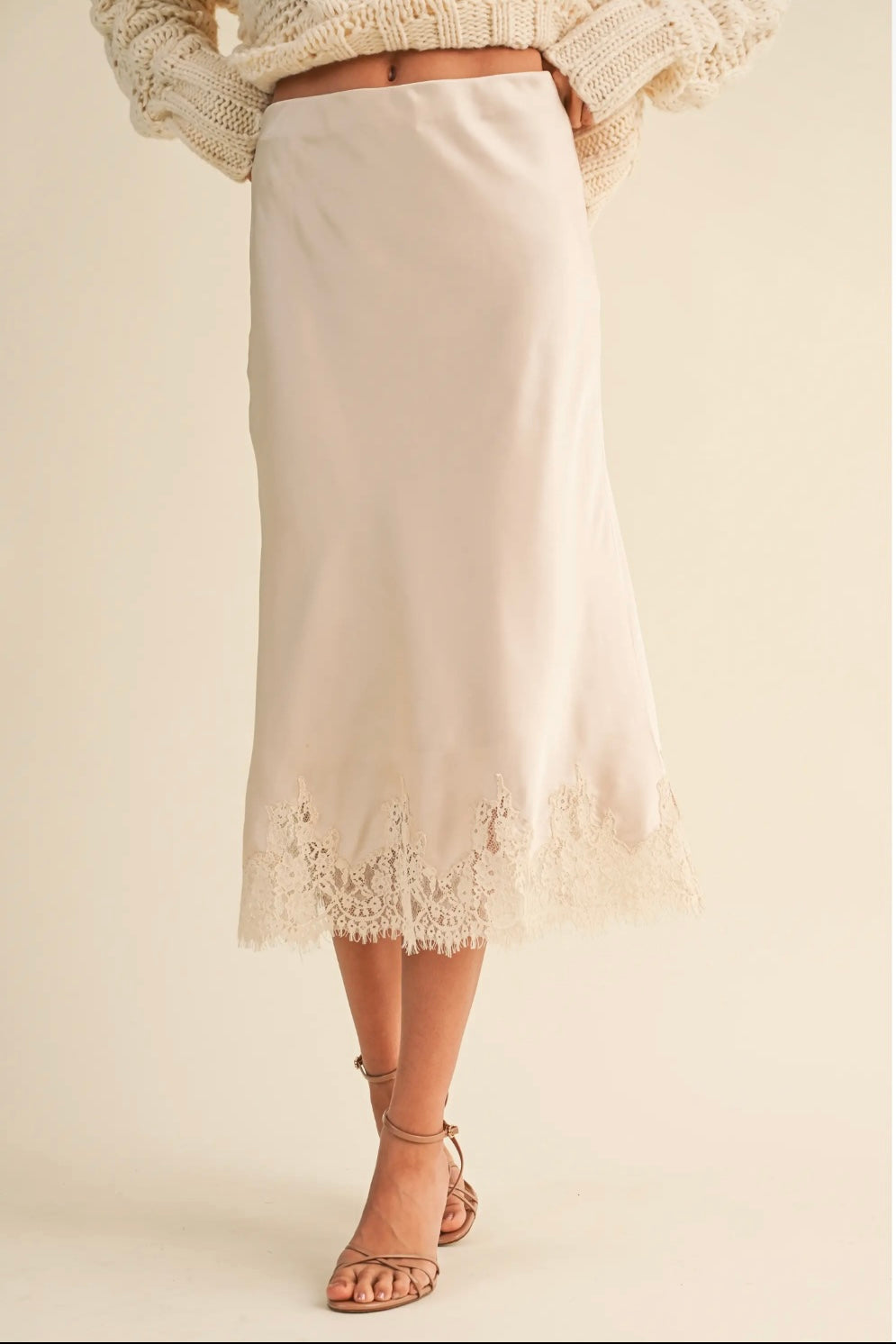 The Winter Ivory Lace Midi Skirt