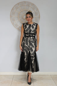 Black Nude Leaf Dress