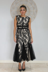 Black Nude Leaf Dress