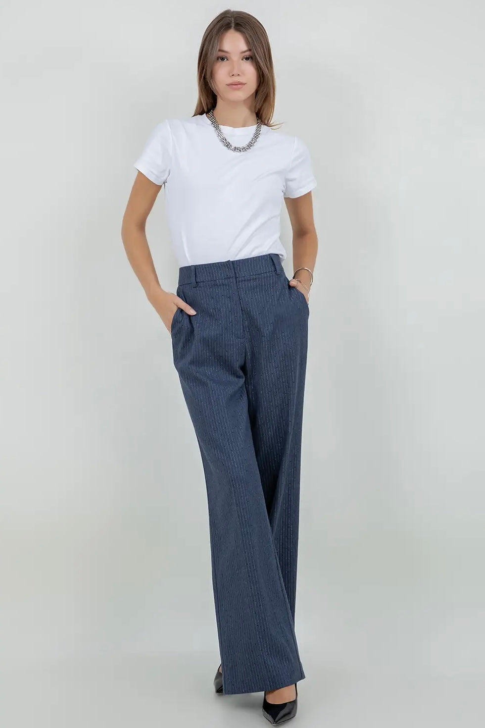 Midnight Sparkle Pinstripe Pants