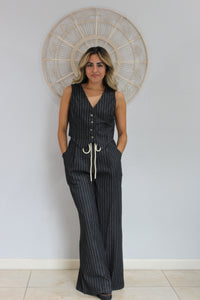 Pin Stripe Wide Leg Pants & Vest