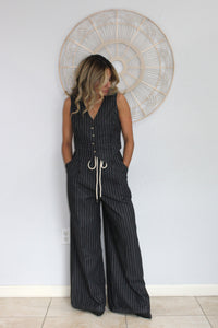 Pin Stripe Wide Leg Pants & Vest
