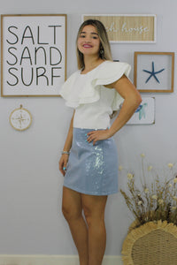 Denim Sequence Skirt