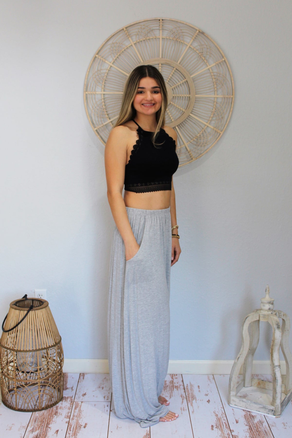 Heather Grey Boho Maxi Skirt