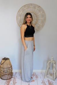 Heather Grey Boho Maxi Skirt