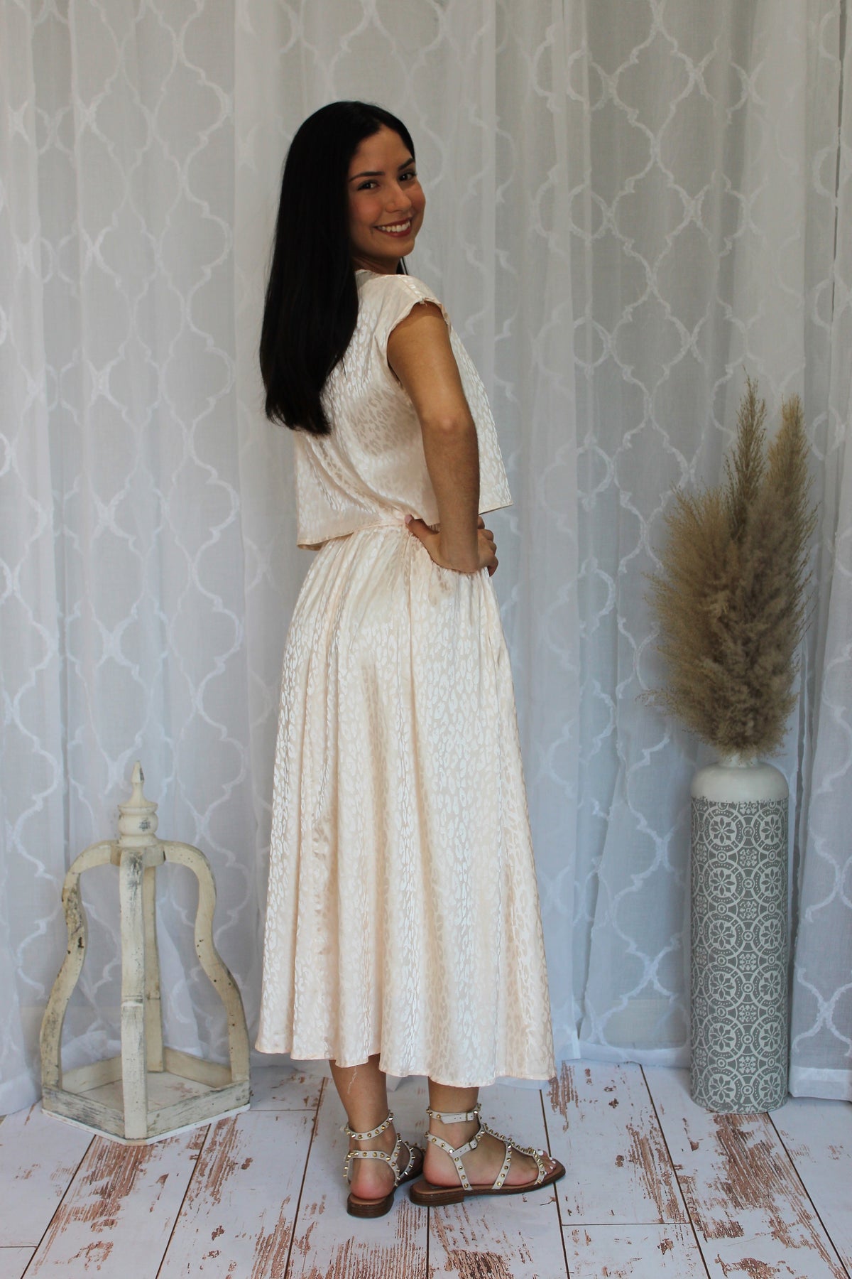 Cream Leopard Print Skirt Set